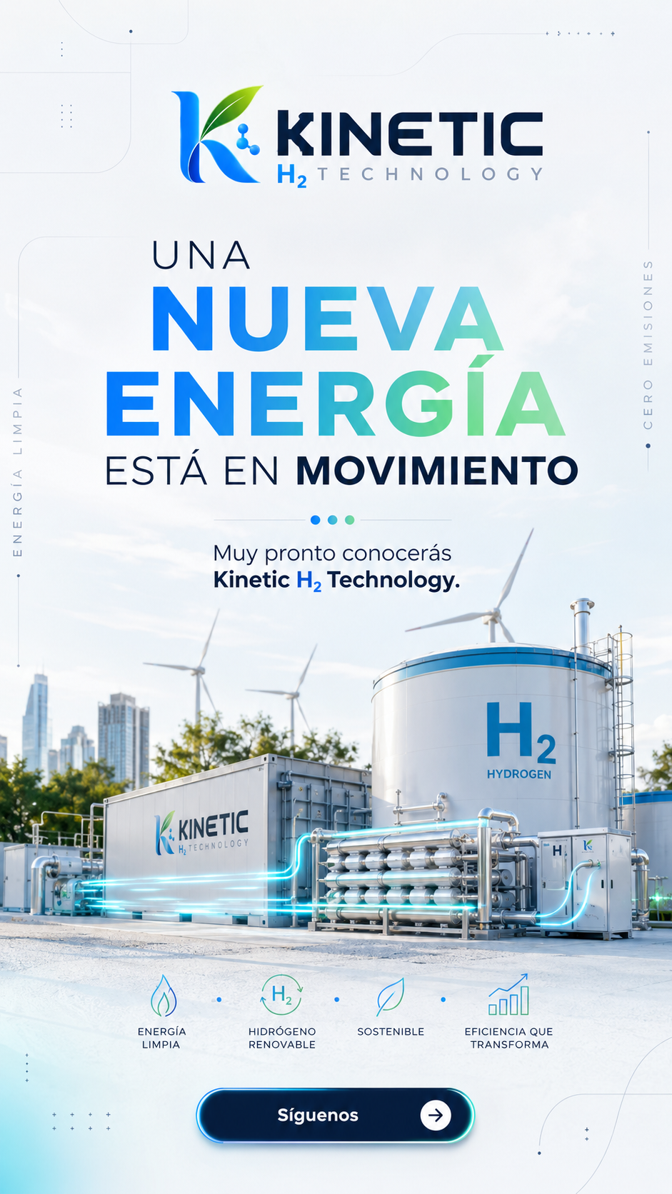 Visual conceptual de energía limpia e hidrógeno